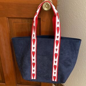 Brighton Navy Tote with Heart Strap